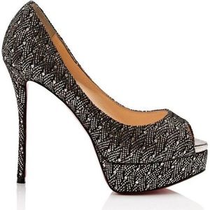 Black/Silver Fetish Peep 130 Glitter Peep toe Pump